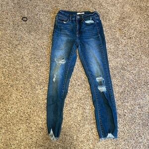 So women’s vintage vibe high rise ankle skinny distressed jeans